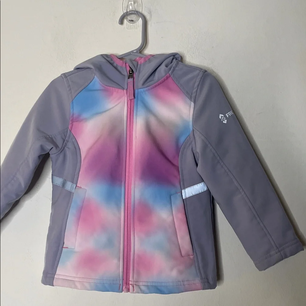 Free Country Kids Tie-Dye Raincoat - Pink, Blue, and Gray